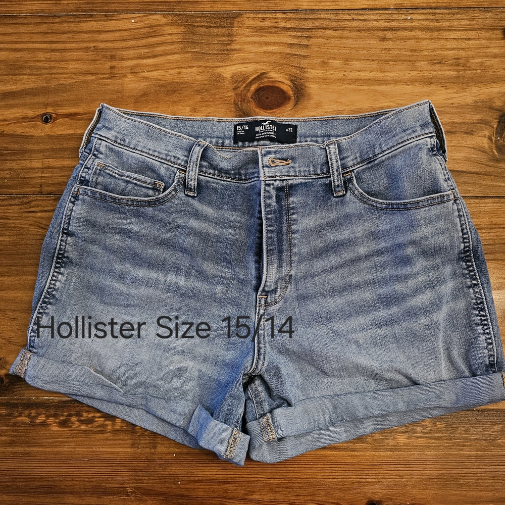 Hollister Blue Jean Shorts Distressed Casual Style